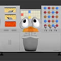 Cartoon Themed Control Console With Playful Eyes Display Screens And Colorful Buttons