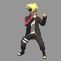 Anime Game Character With Blonde Hair Black Outfit And Multiple Dynamic Poses