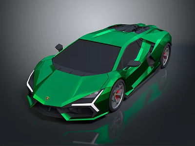 Green Sports Car With Futuristic Design Sleek Body And Shiny Finish 3d model