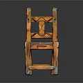 Vintage Wooden Chair With Carved Pattern On Backrest And Seat Design