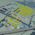 Birds Eye View Planning with Green Areas Water Features Road Networks and Buildings