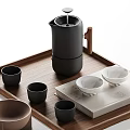 Minimalist Home Decor With Vase Branches Tray And Tea Sets 3d model