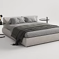 Modern Double Bed Interior Design With Light Gray Upholstery And Black Nightstands 3d model