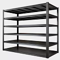 Black Metal Shelving Unit With Multi Tier Open Design For Storage 3d model