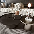 Modern Coffee Table with Vase Plant Bicycle Model Table Lamp in Living Room Near Sofa