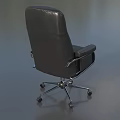Black Leather Office Chair With High Back Armrests Silver Metal Base And Wheels