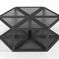 Hexagonal Coffee Table With Black Metal Frame And Transparent Textured Top 3d model