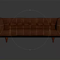 Classic Vintage Brown Leather Sofa With Tufted Design And Wooden Legs