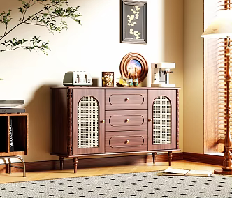 American Vintage Side Cabinet Sideboard Decorative Cabinet 3d model