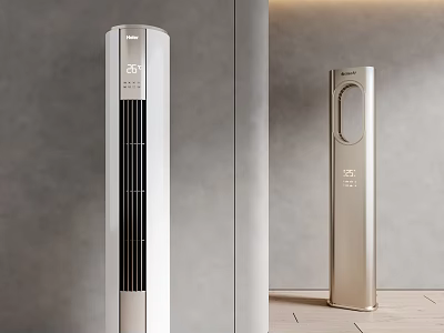 Modern Air Cooler Fan Tower with Sleek Silver Gold Design for Home Interior Use 3d model