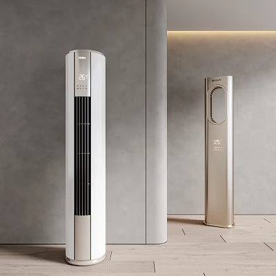 Modern Air Cooler Fan Tower with Sleek Silver Gold Design for Home Interior Use 3d model