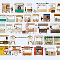Different Functional Food Carts Featuring Shelves Canopies And Mobile Street Designs