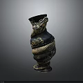 Stunning Decorative Black And Gold Vase With Intricate Dragon Design