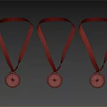 Gold Silver Bronze Medals with Red Ribbons Award Display on Dark Background