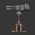 Multi Barrel Metal Mechanical Weapon With Support Stand And Detailed Structure