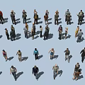 Diverse Group of People with Various Poses and Different Clothing