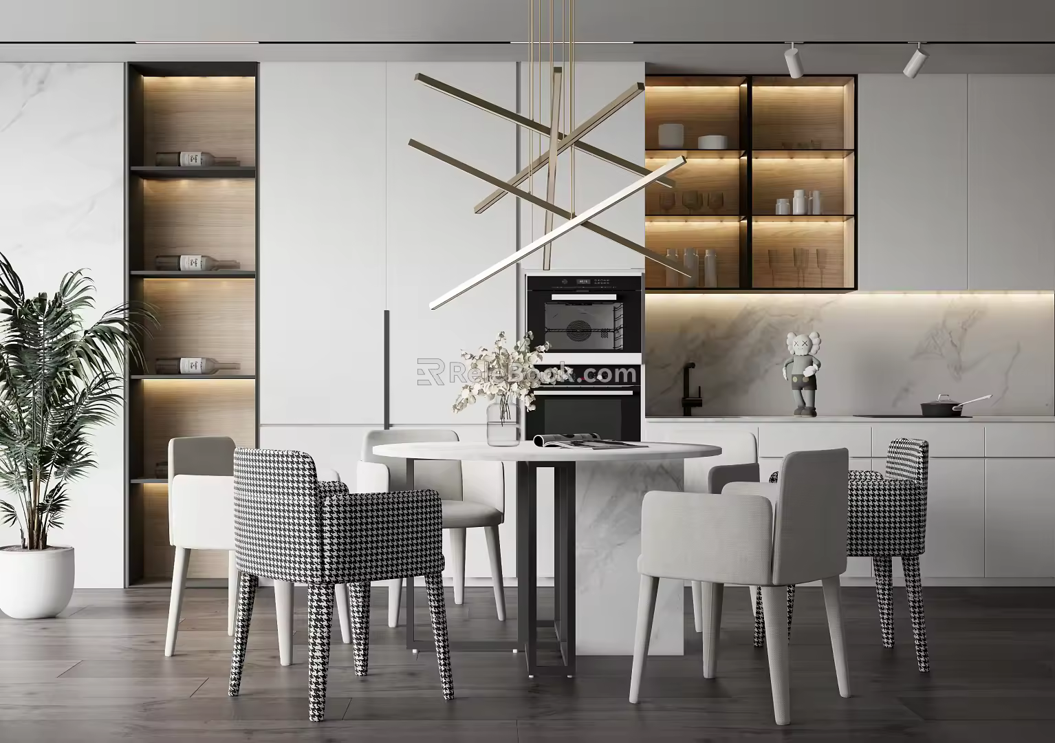 Modern Dining Table and Chair Combination Simple 3d model