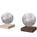 Two Moon Shaped Table Lamps with Light and Dark Wooden Bases