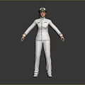 Female Naval Officer In White Uniform With Cap And Arms Outstretched