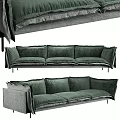 Green Velvet Three Seater Sofa With Modern Design And Comfortable Cushions And Metal Legs