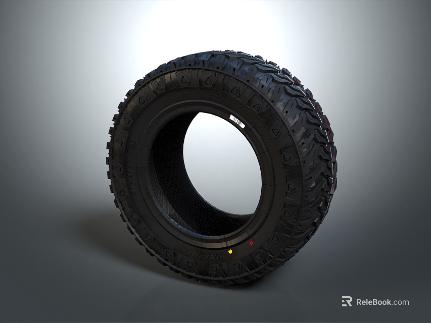 Black Rubber Tire With Deep Tread Pattern And Durable Construction Design 3d model 