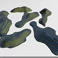 Decorative Micro Terrain Models With Layered Wavy Texture And 3D Design 3d model
