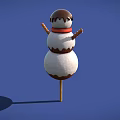 Snowman Shaped Dessert With White Marshmallow Body Chocolate Hat And Biscuit Arms