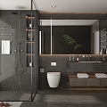 Modern Toilet Advanced Black Toilet Toilet Bathroom Cabinet Mirror Shower Partition Towel Rack 3d model