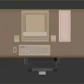 Vintage Office Desk With Computer Monitor Tower Keyboard And Rolling Chair