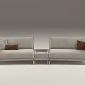 Modern Light Gray Fabric Sofa Set With Gold Metal Legs And Accent Cushions