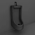 White Wall Mounted Ceramic Urinal In Bathroom With Patterned Tile Background