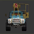 Blue Heavy Duty Crane Truck With Yellow Lifting Boom And Cab Design