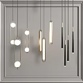 Modern Hanging Pendant Lights Featuring Circular and Linear Metallic Minimalist Designs 3d model
