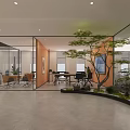 Modern Minimalist Office Reception Desk Design With Marble Counter And Wood Panel Accents Warm Lighting