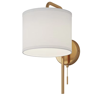 Elegant Modern Wall Lamp Design With White Fabric Shade And Golden Metal Bracket 3d model