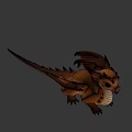 Cute Orange Baby Dragon Game Movie Character With Green Eyes And Wings