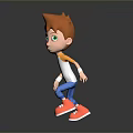 3D Animated Game Movie Character With Reddish Brown Hair Green Eyes And Red Shoes