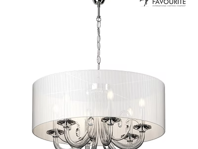 Elegant Modern Chandelier With Round White Shade Glass Details And Metal Chain 3d model
