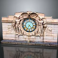 Ornate Vintage Carved Wall Clock With Angel Statues And Stone Design