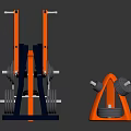 Orange And Black Sports Equipment With Frame Handles And Weight Plates For Home Gym