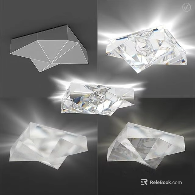 Modern Transparent Geometric Crystal Ceiling Light With Multiple Angles And Light Effects 3d model 