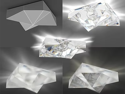 Modern Transparent Geometric Crystal Ceiling Light With Multiple Angles And Light Effects 3d model