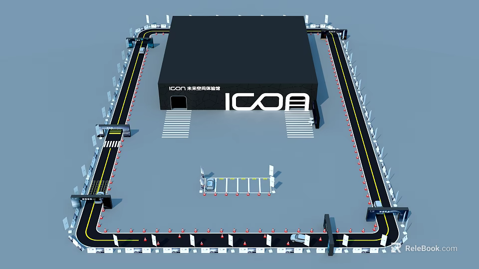 ICOA Tobacco and Liquor Store Modern Building with Entrance Driveway and Railings 3d model 