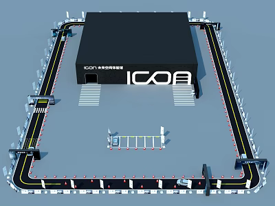 ICOA Tobacco and Liquor Store Modern Building with Entrance Driveway and Railings 3d model