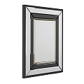 Modern Rectangular Wall Mirror With Layered Black And Metallic Frame Design 3d model