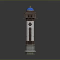 Traditional Tower Architecture With Blue Dome Brown Upper Structure White Body And Polygonal Base