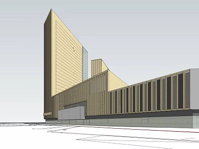 Modern Commercial Complex With High Rise Tower And Low Rise Podium Design 3d model