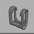 Gray Mechanical Bracket 3D Model With Curved Arms Mounting Holes And Base 3d model