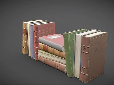 Stacked Vintage Hardcover Books With Colorful Spines And Classic Design 3d model