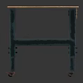 Practical Industrial Style Table With Wooden Texture Top And Green Metal Legs